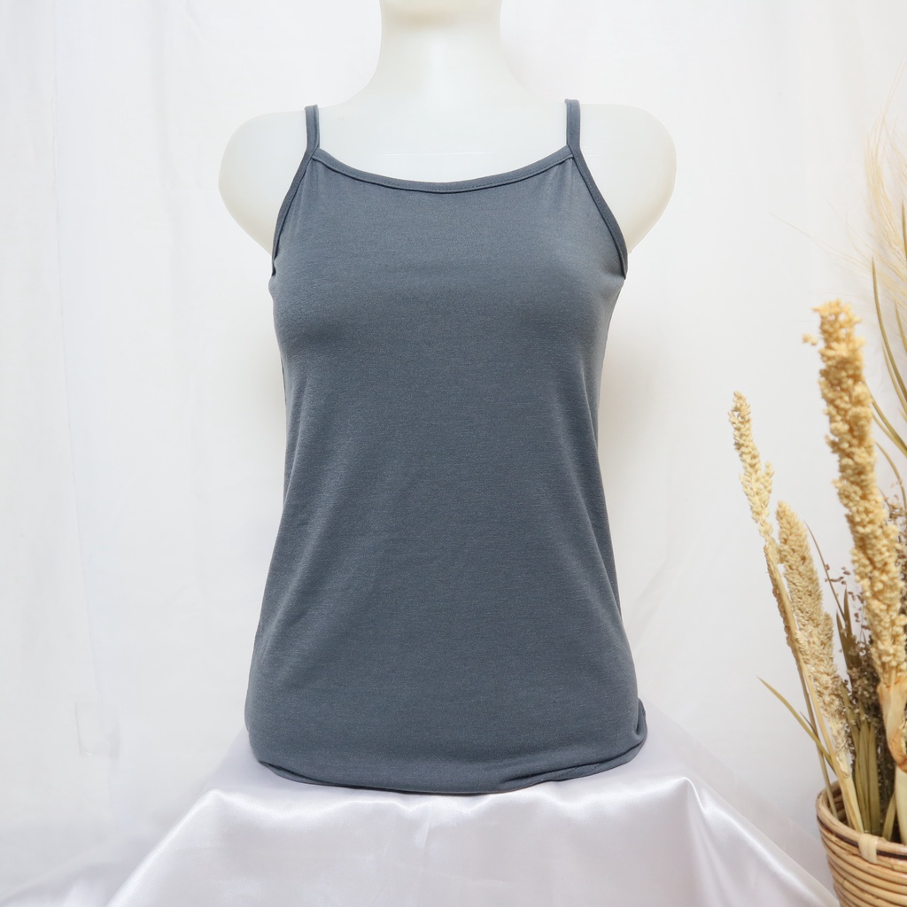 Singlet Wanita / Tangtop premium Wanita / Tanktop Polos / Tank Top Tali Kecil / SIZE M & L-DARKGEY