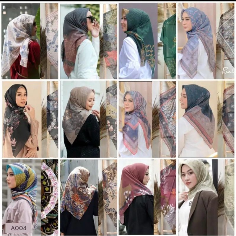 Jilbab segi empat deenay/hijab denai segi empat motif/kerudung segiempat