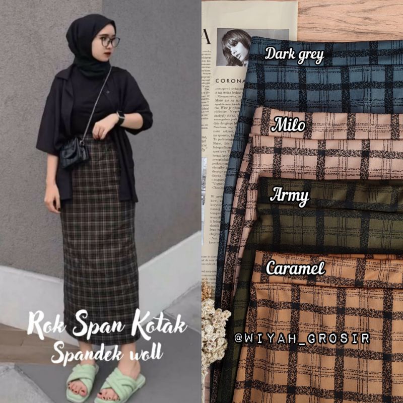 ROK SPAN TARTAN PREMIUM / ROK SKIRT SPAN DEWASA /TERBARU ROK SPAN TARTAN KOTAK 2022 /ROK PANJANG KOREAN STYLE