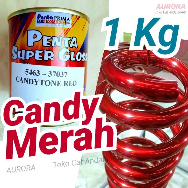 Cat Penta Super Gloss Candytone Red 1Kg Candy Tone Merah / Transparan Duco Motor Mobil Sepeda Kendit