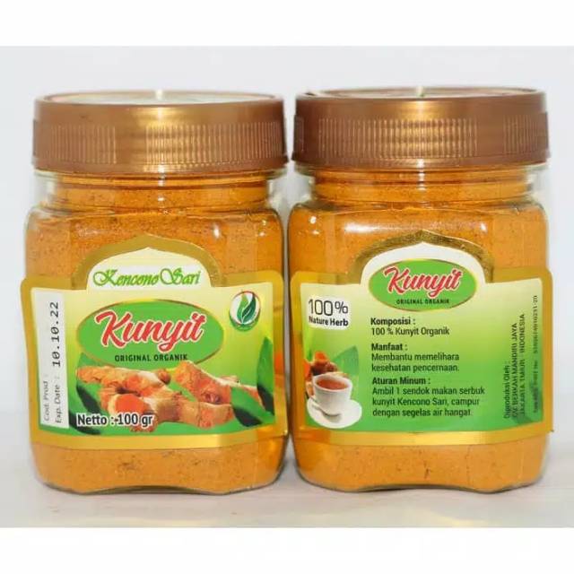 Kunyit Bubuk Asli Organik Kencono Sari Asli Original 100 gr | Kunyit bubuk murni