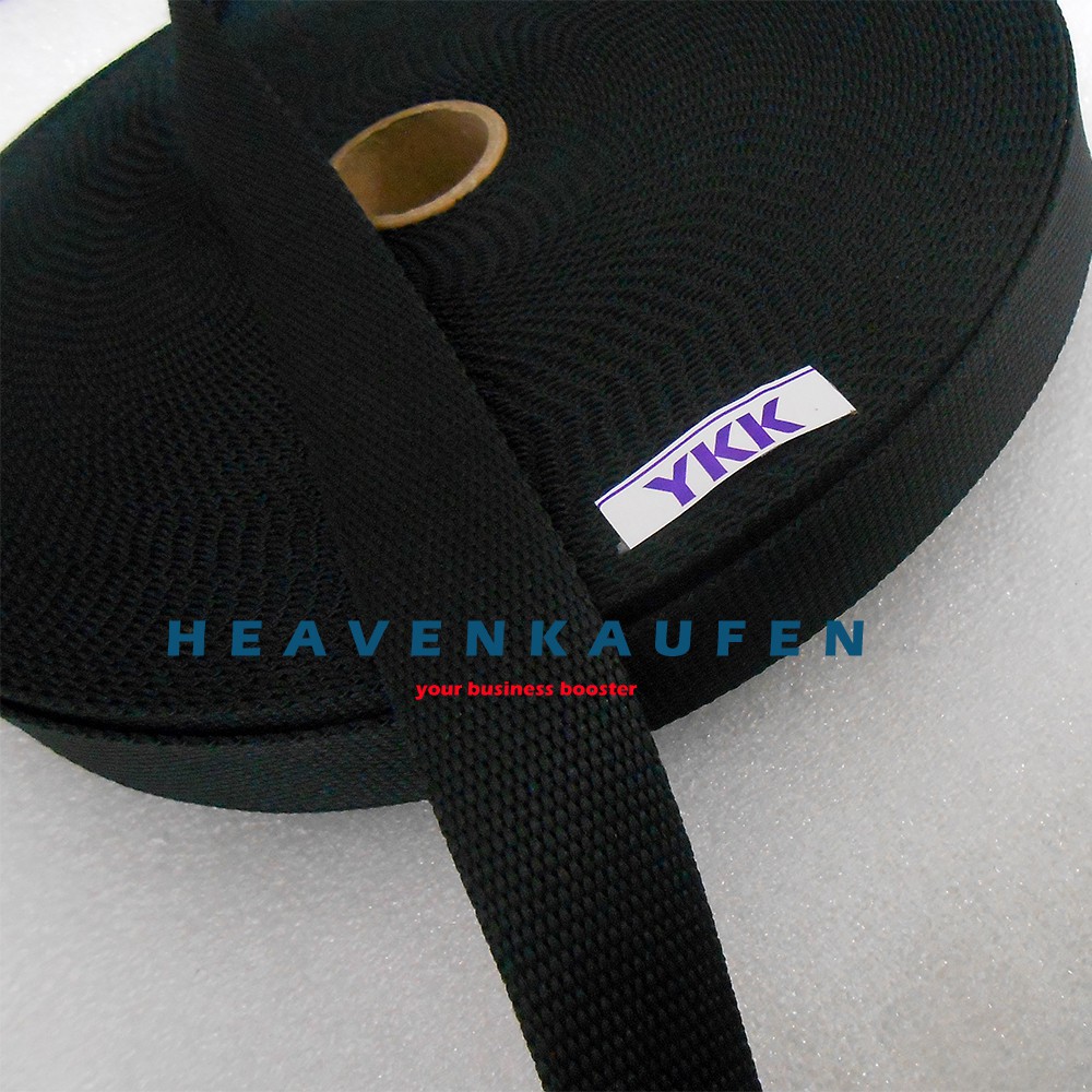 Webbing Tas YKK Lebar 2,5 cm Polyester Warna Hitam Harga Per Meter