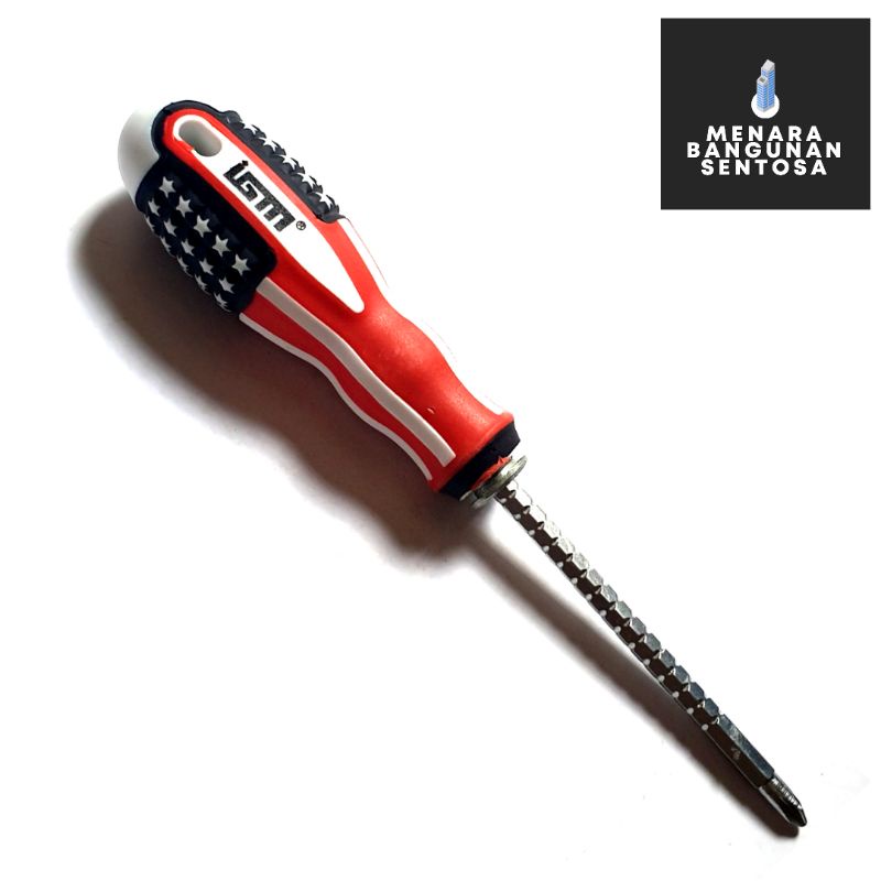 Obeng Bolak Balik USA 2 Way Adjustable Plus (+) Minus (-) / Bendera Amrik Amerika