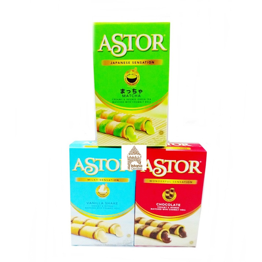 ASTOR Matcha Green Tea / Vanilla Shake / Chocolate Wafer Roll 40 Gram