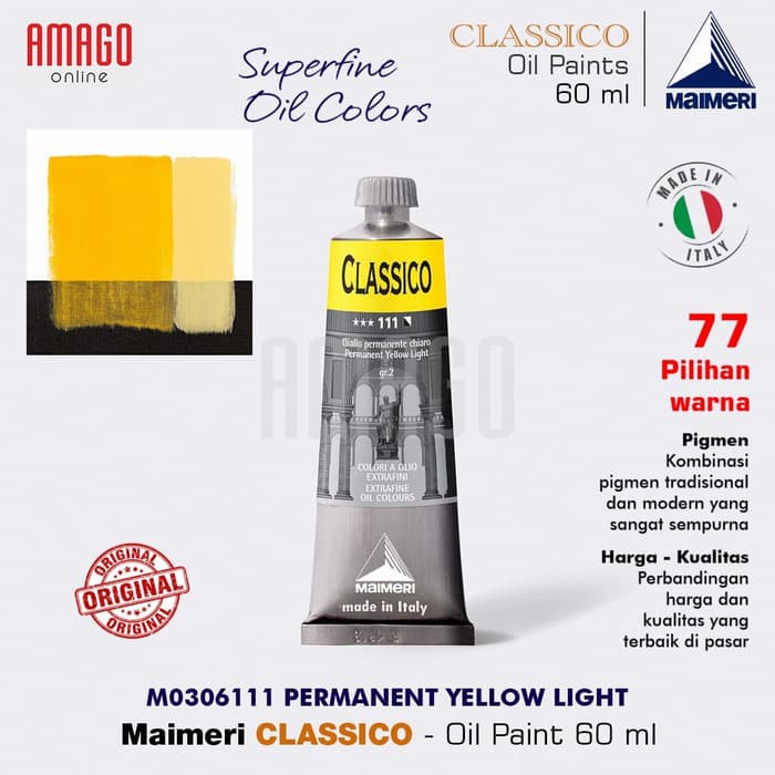 Cat Minyak Lukis MAIMERI Classico - Oil Paint - Permanent Yellow Light - 60ml - M0306111