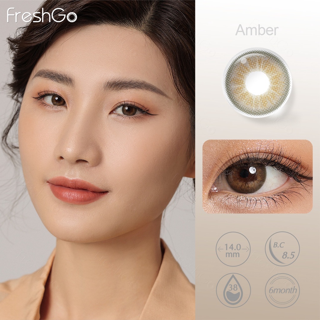 （COD）Freshkon softlens minus(-1.00s/d-6.00) Korea Bestseller Euro Gray soflen diameter 14.00 MM softlens mata