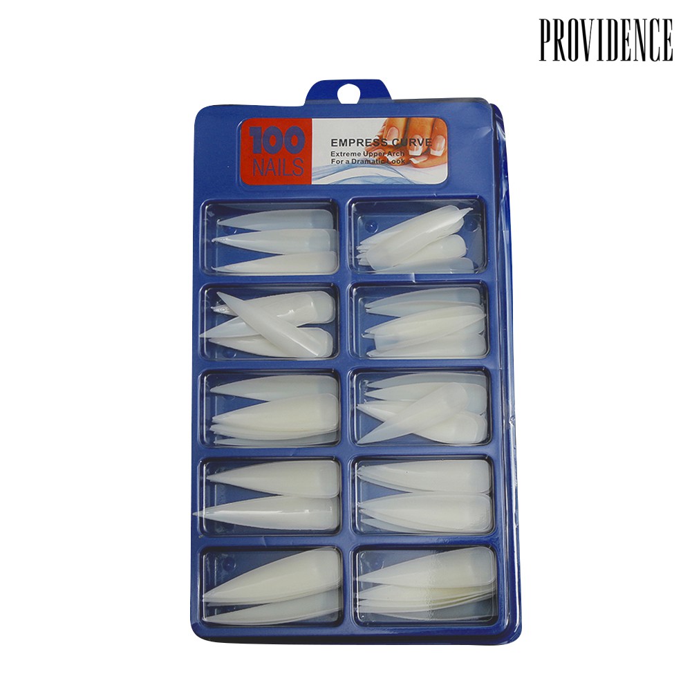 Providence 100Pcs Natural/White/Transparent Full Cover Pointed Oval False Nail Art Tips