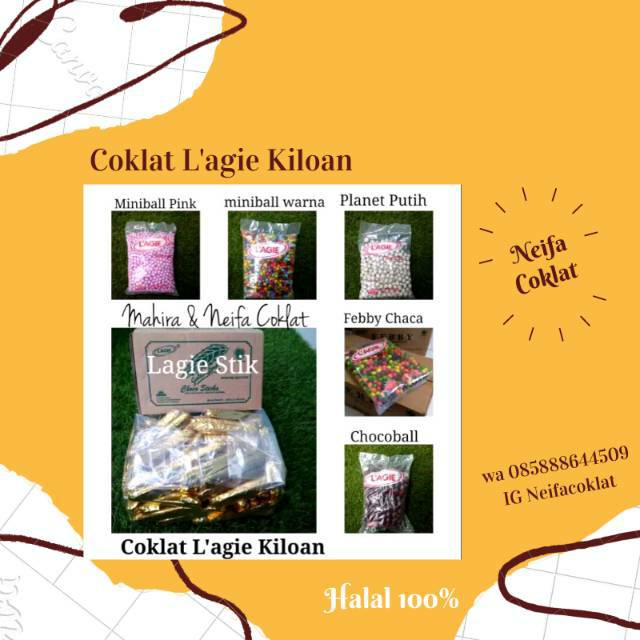 

coklat L'agie kemasan 250gram / chocoball 250gr/ miniball pink 250gr/ planet putih 250gr