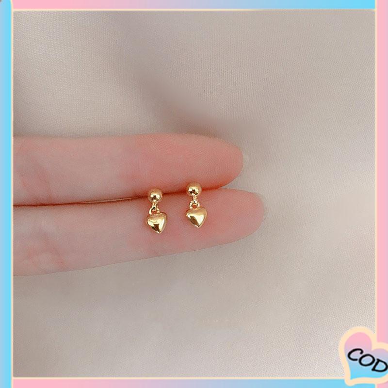 COD❤️ Anting Cinta Kecil Tetesan Air Kecil Berbentuk Hati Desain Niche Anting Sederhana Kelas Atas-A.one