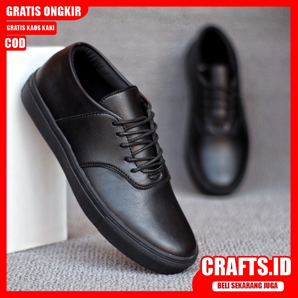 CRAFTS X AUTHEN Sepatu Kasual Pria Kulit Syntetic Sepatu Pria Casual Sepatu Cowok/Cowo Sepatu Kerja Kantor Kondangan Semi Formal Kuliah Keren Termurah