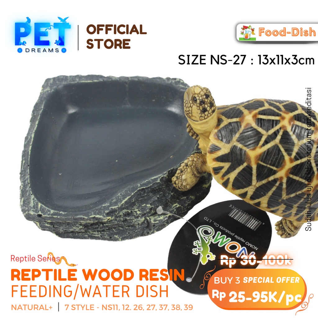 PROMO FEEDING DISH TEMPAT MAKAN MINUM WADAH REPTIL WATER DISH REPTILE NOMOY TORTO KURA SULCATA