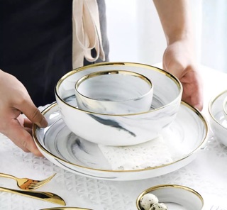  Marble  plate 1 set piring  keramik  motif marble  set 