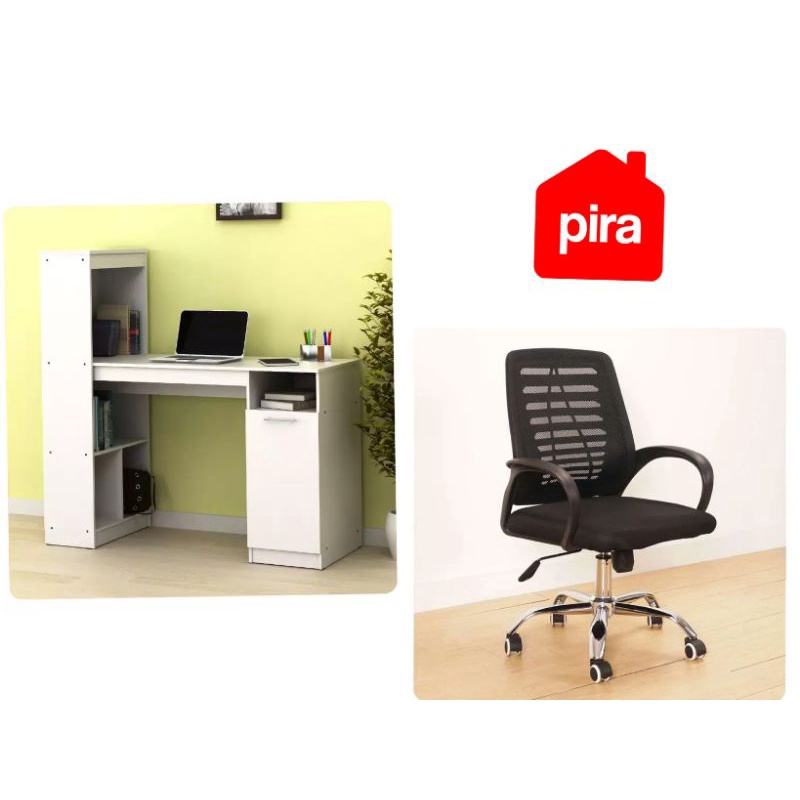 Meja Belajar putih dan kursi kantor Jaring