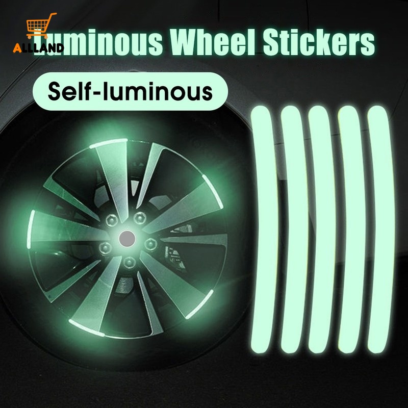 20 Pcs / Set Stiker Velg Mobil Bentuk Busur Motif Garis Bercahaya Dalam Gelap