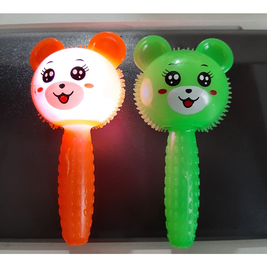 Mainan Bayi Animal Flash Ball Karet Bunyi Lampu Led