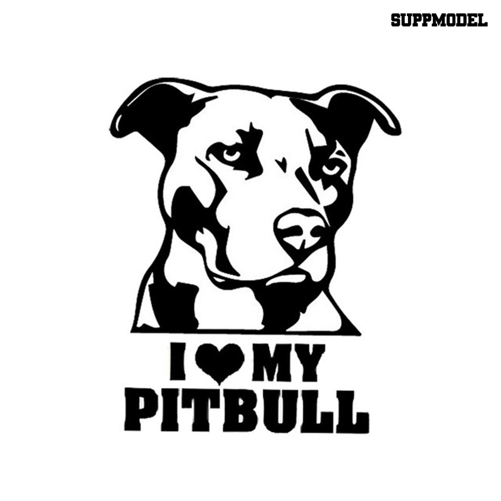 Car - 5Pcs Stiker I Love My Pitbull Untuk Bumper / Jendela Mobil