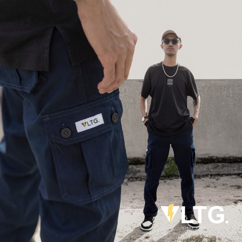 Celana Cargo Panjang VLTG.industry Warna Biru Navy Kualitas Bahan Premium Grade A