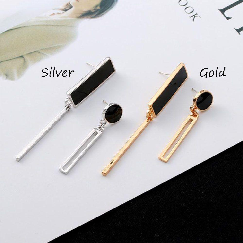 R-bunga Kristal Anting Fashion Pernyataan Panjang Persegi Panjang Asimetri Eardrop