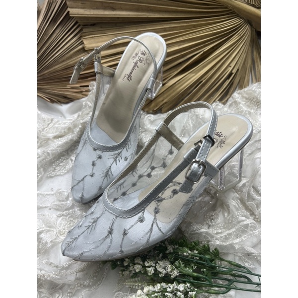 sepatu wanita Rafaizoutfit clarisa silver 7cm kaca