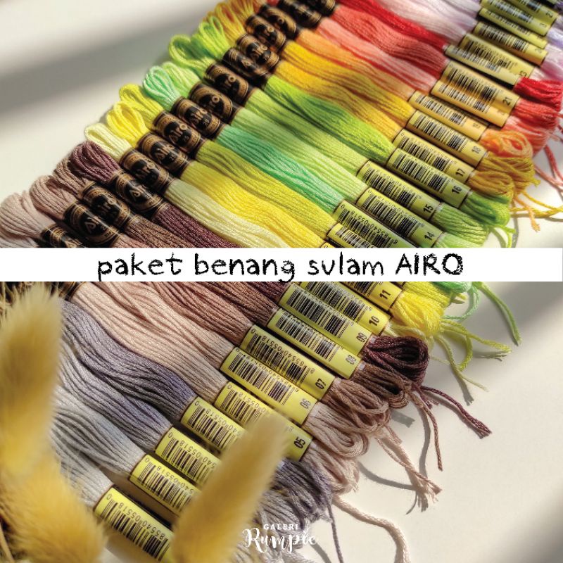 Paket Benang Sulam AIRO Warna Baru 12 pcs/ 35pcs