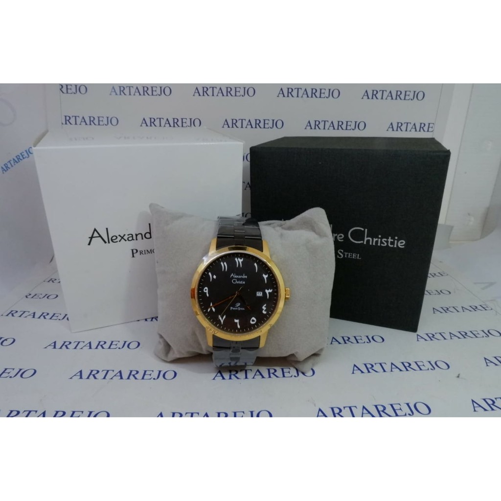 JAM TANGAN PRIA ALEXANDRE CHRISTIE AC 1007 ARAB HITAM GOLD ORIGINAL