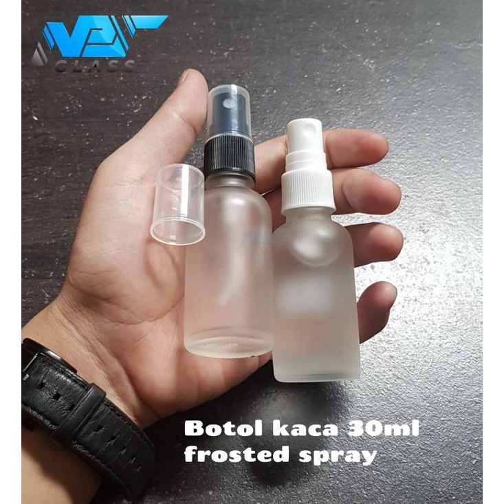 botol kaca 30ml doff spray / botol kaca 30ml frosted tutup spray