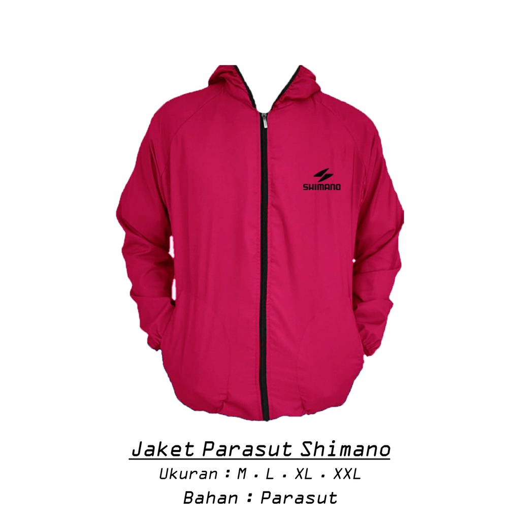 Jaket Parasut Shimano Waterproof Jaket Sauna Parasut Olahraga Running Jogging Mancing Pria Wanita-Pink
