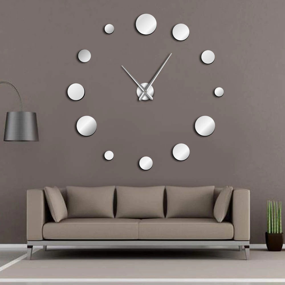 Round Mirror Large Wall Clock Simple Modern Design Frameless Giant Wall Clock Watch Shopee Indonesia