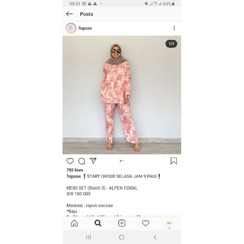 Heidi Set in Alpen Coral by Fixpose