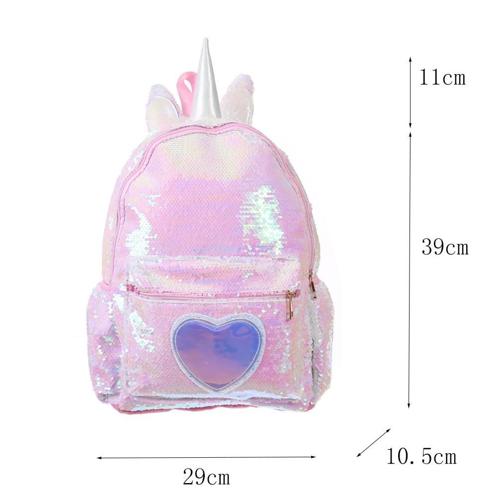 Tas Sequin Unicorn besar TU016 Ransel anak sd perempuan Reversible Backpack