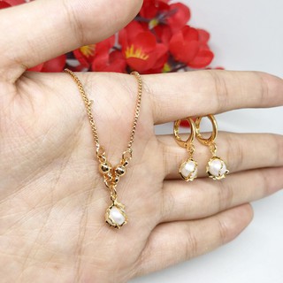 Set Kalung Anting Anak Xuping Mutiara Lilit Lapis Emas - BS008 | Shopee