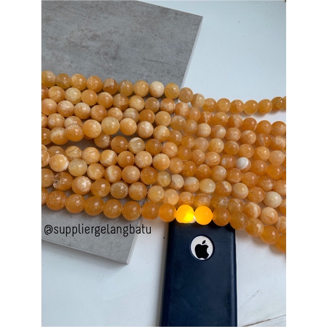 bahan batu Manigajah 16mm oren natural polish corak retak orange akik