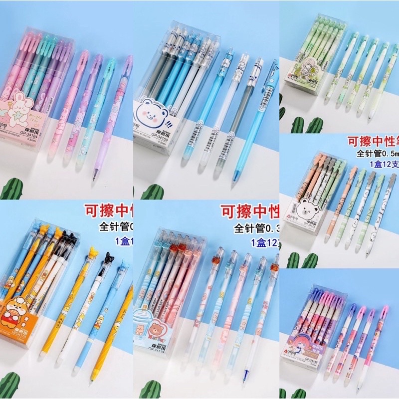 

READY 12PCS ERASABLE PEN BOLPOINT YANG BISA DIHAPUS MAGIC BOLPEN ERASEABLE