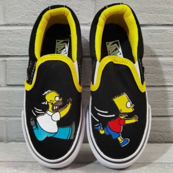 Sepatu Anak Vans Slip On Simpson Black Yellow Size 26 - 35 Premium Quality
