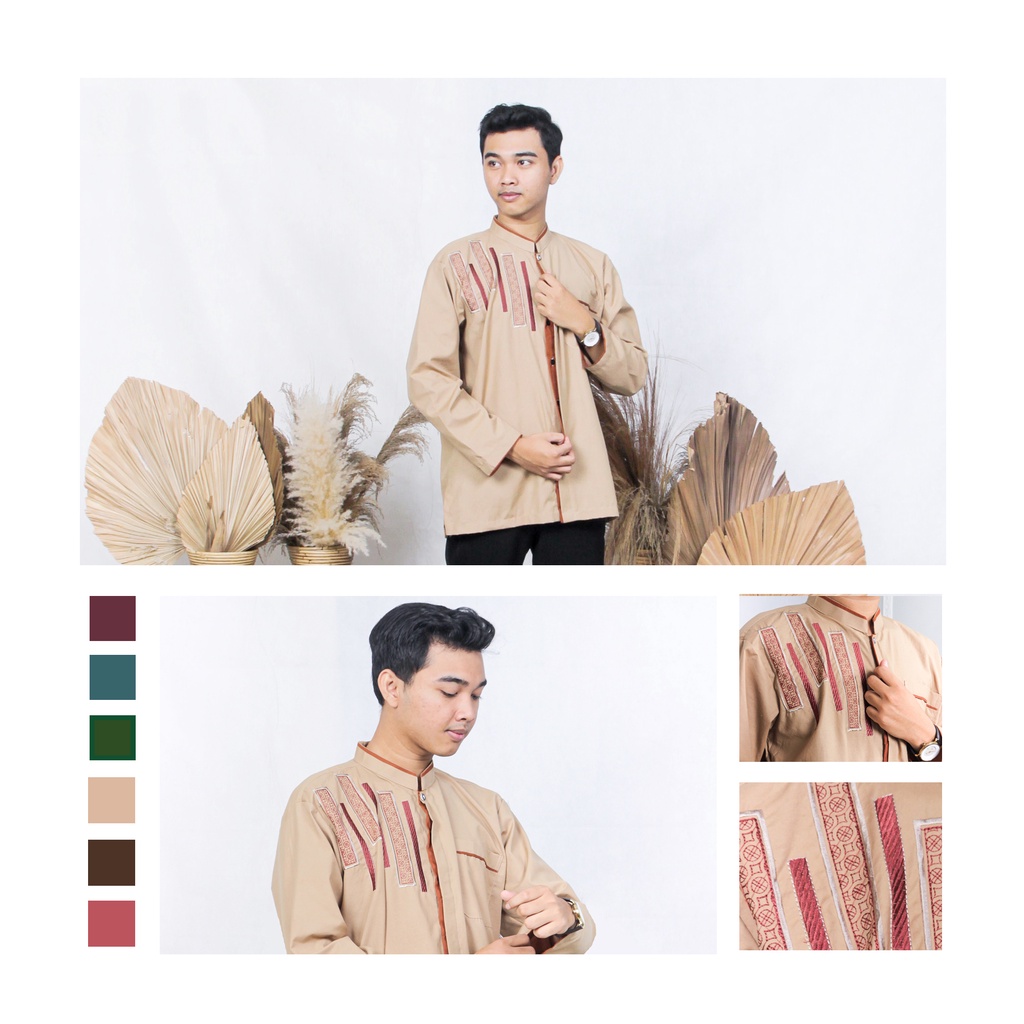 Baju koko pria lengan panjang-Baju koko bordir