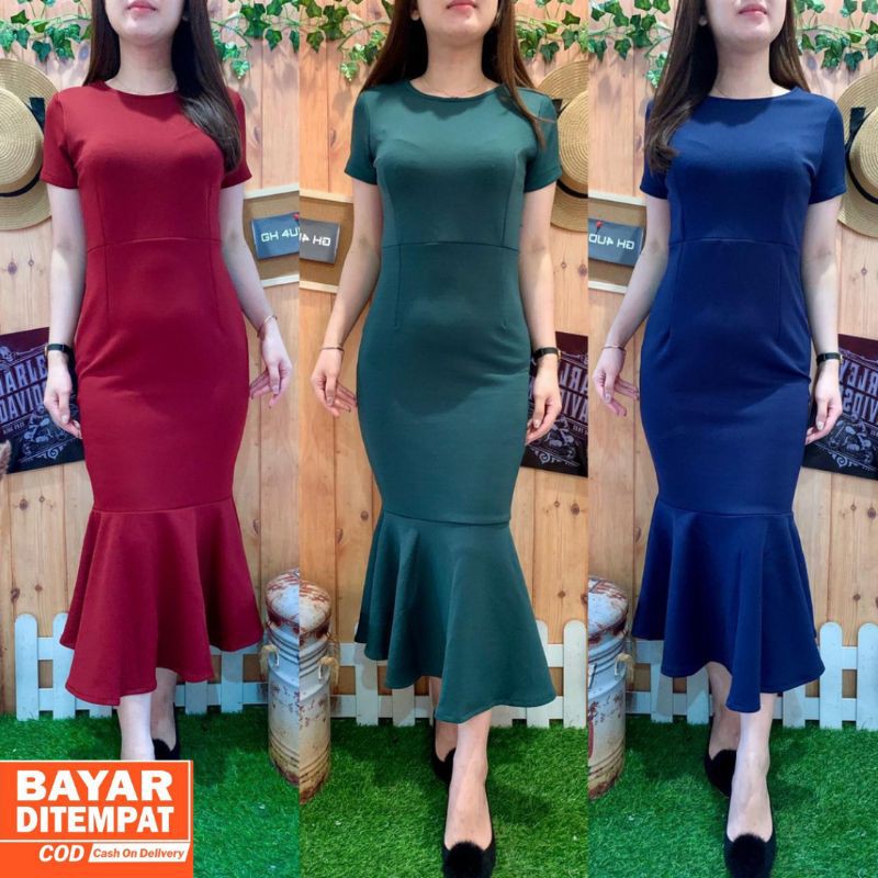 COD Dress Bodycon Dress Wanita Mermaid Dress Wanita Duyung Dress Wanita Terbaru Dress Polos