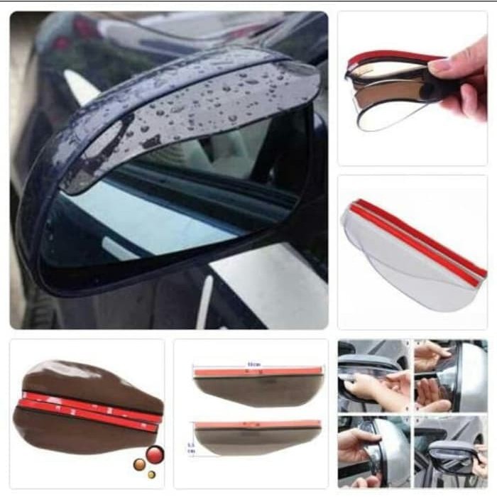 2Pcs Set Mika Tutup Kaca Spion Mobil Talang Tadah Hujan Air Dobletape Smoke Black Bening Transparan