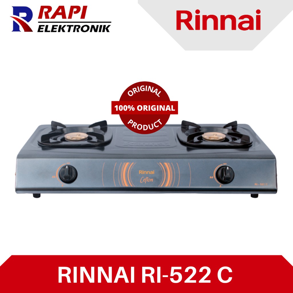 KOMPOR RINNAI 2 TUNGKU 522 C - Rinnai 2 Tungku Ceflon
