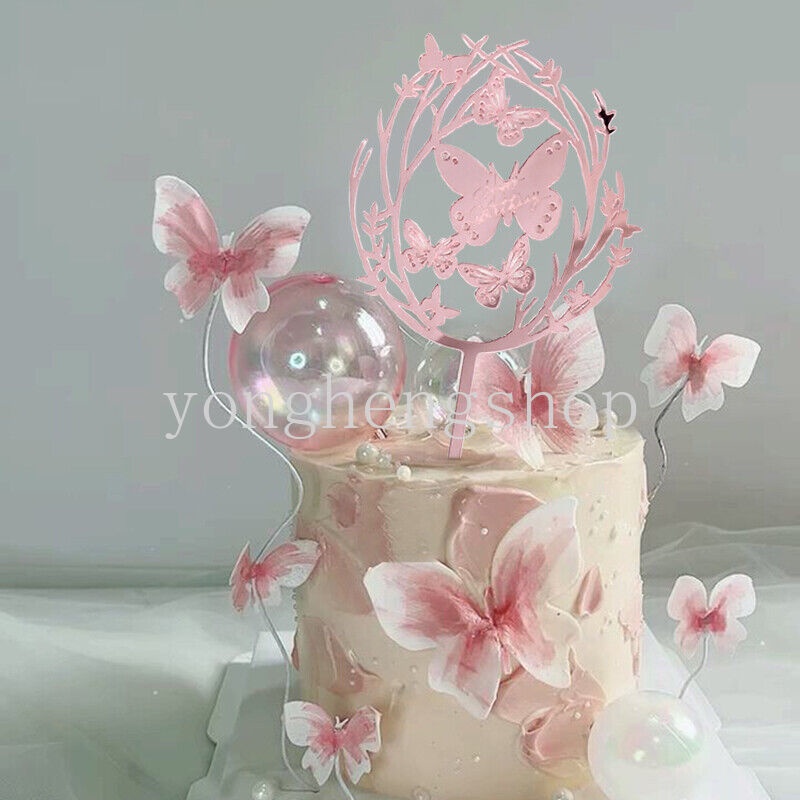 Butterfly Topper Kue Bentuk Kupu-Kupu Bahan Akrilik Untuk Dekorasi Pesta Ulang Tahun Anak