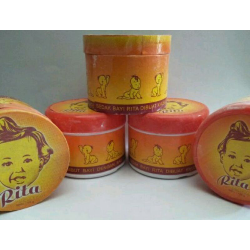 Jual Bedak Baby Rita 125 gram Kemasan Bulat Orange | Shopee Indonesia