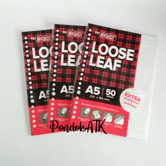 

Isi Binder Putih a5 50 lembar bergaris polos loose leaf kertas binder putih a5