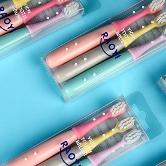 (Pimenova) 3Pc/set Sikat Gigi Silikon untuk 3-5 Tahun Anak-anak  / sikat  gigi anak