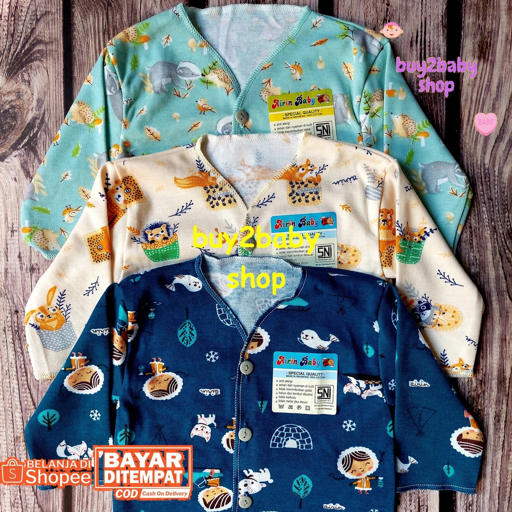 Piyama panjang bayi Full Print katun halus Airin Baby 0-3 Bulan 3 Baju