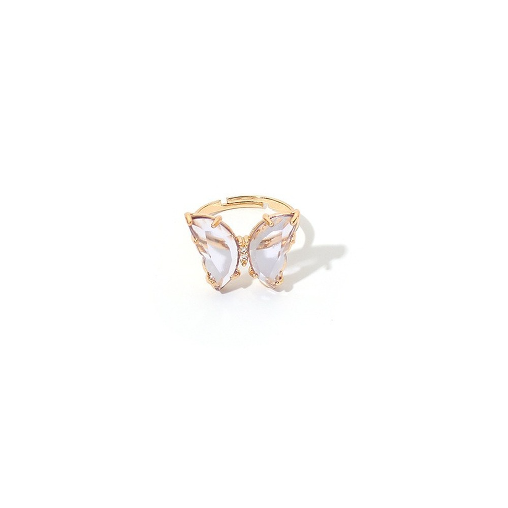 Cincin Model Terbuka Bahan Akrilik Resin Desain Kupu-Kupu Warna Warni Gaya Sexy Adjustable Untuk Wanita