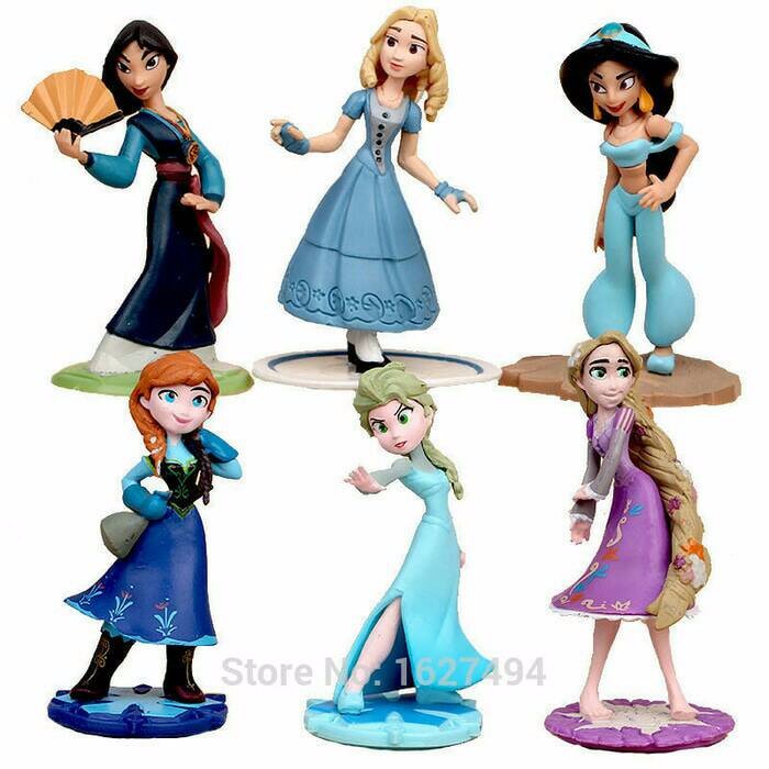 6pc Disney Princess elsa mulan Action Figure Miniatur Boneka Pajangan