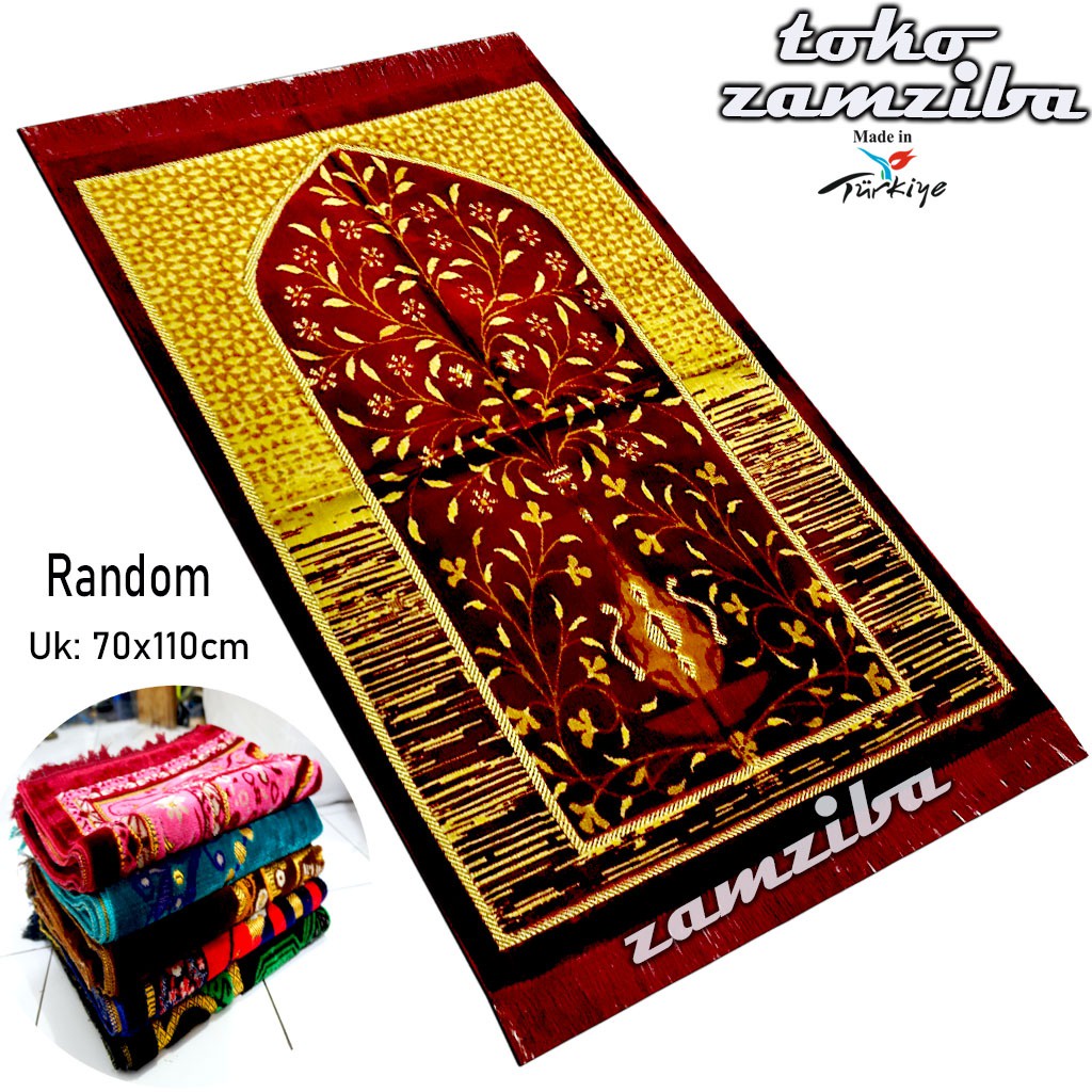 Sajadah Turki Turkey Super Ultra Beludru Halus Tebal Ukuran Dewasa 70x110cm Perlengkapan Sholat Pakaian Muslim Sauvenir Sejadah By Zamziba