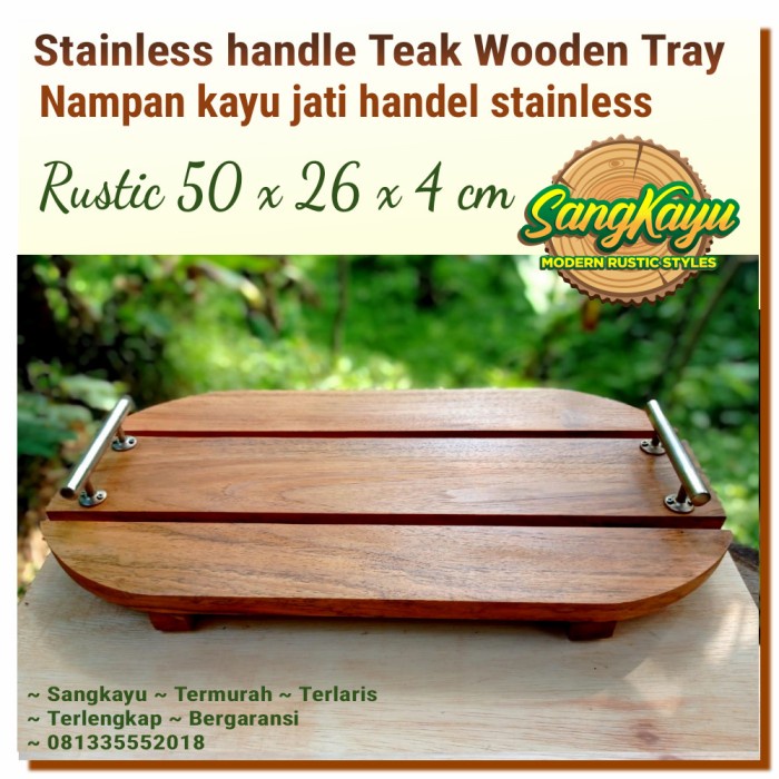 Nampan kayu jati premium quality 50x26x4 teak wooden tray nampan saji