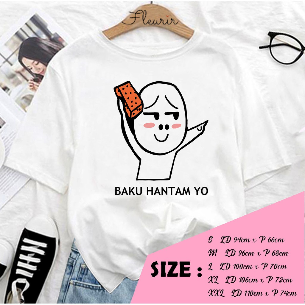 FLEURIR - KAOS PENTOL HANTAM KAOS OVERSIZE KATUN KAOS WANITA DEWASA TUMBLR TEE UNISEX JUMBO