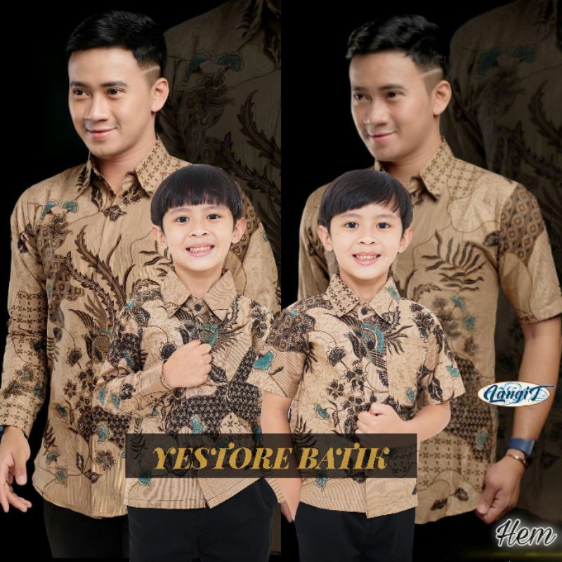 COD - Batik couple ayah anak laki-laki kekinian motif sekarjagad coklat - Bisa pisah.