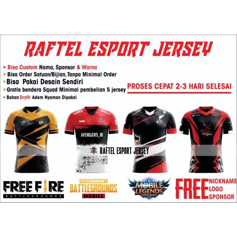 baju Jersey Gaming Esport Custom ( bisa pakai desain sendiri ) custom